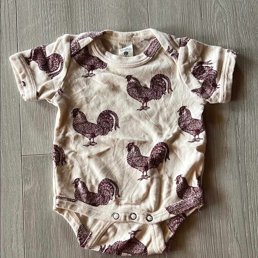 Cream Baby Onesie with Rooster Print